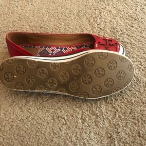 Tory Burch red patent leather shoes